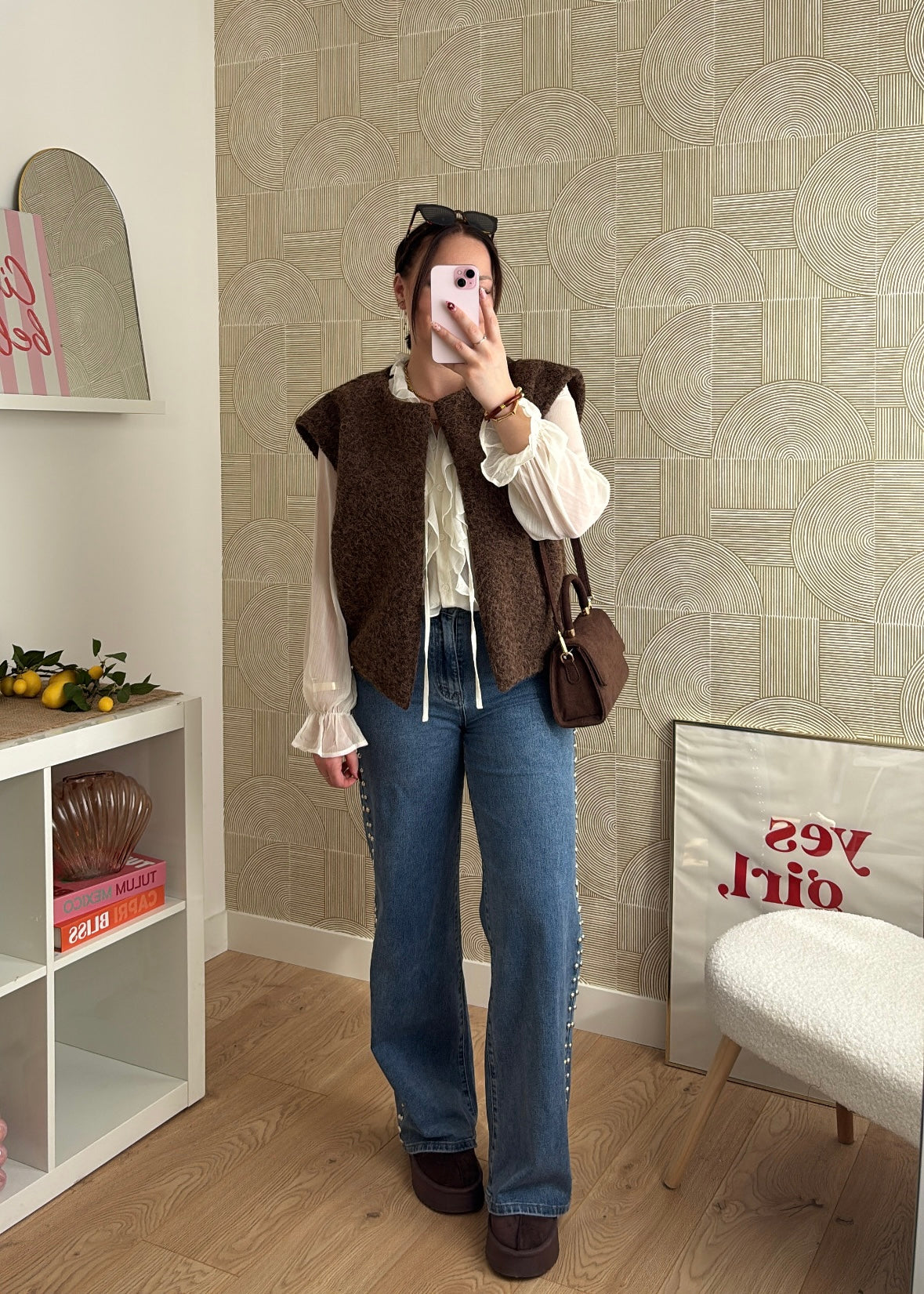 Gilet feutrine chocolat - OLIVIA