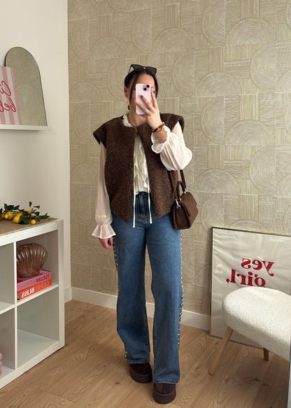 Gilet feutrine chocolat - OLIVIA