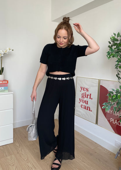 Pantalon plissé noir LYNE