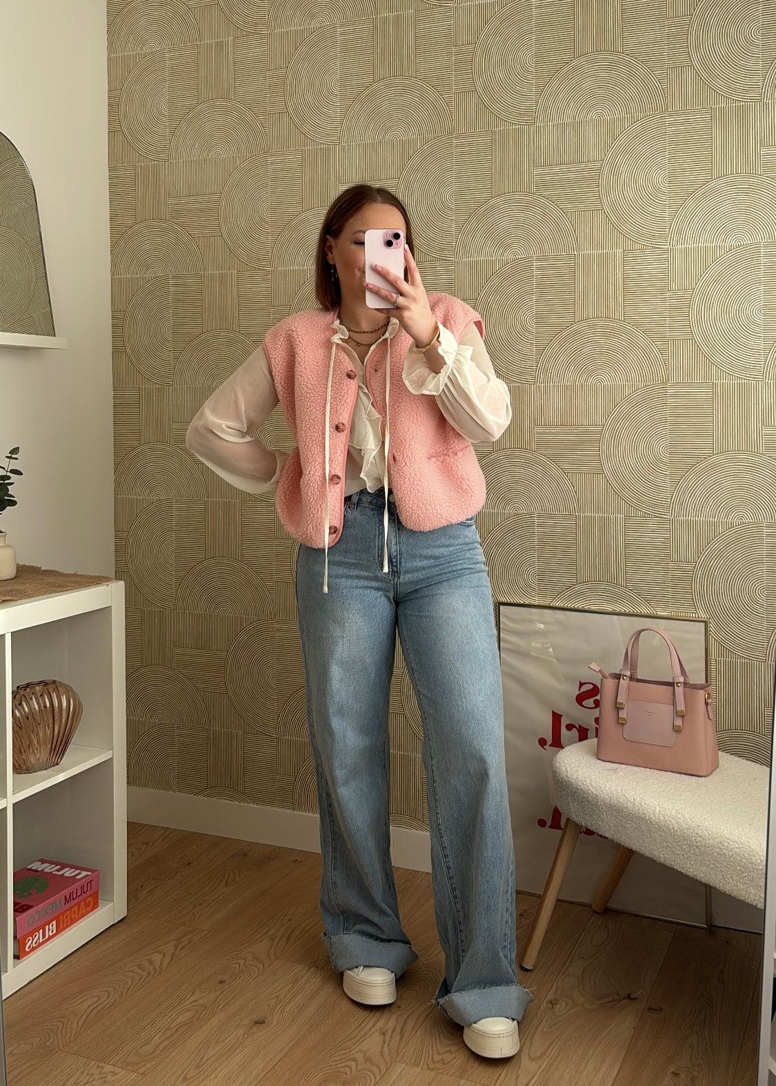 Veste s/manches rose - TEDDY