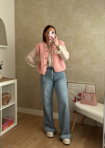 Veste s/manches rose - TEDDY