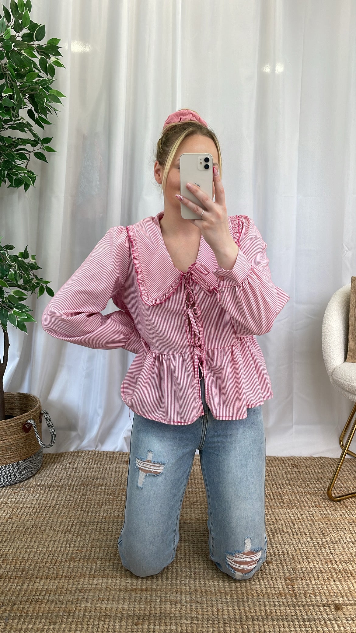 Blouse à nœuds ROXY - Rose