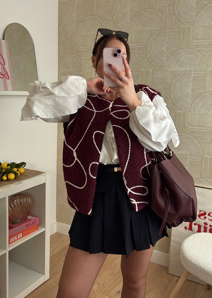 Gilet brodé bordeaux - SKIPPY
