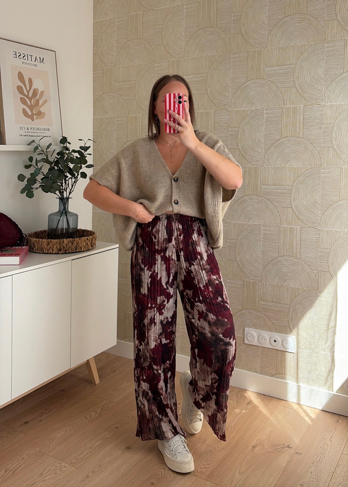 Pantalon plissé bordeaux - LEELOO