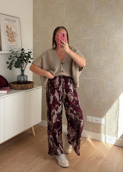 Pantalon plissé bordeaux - LEELOO