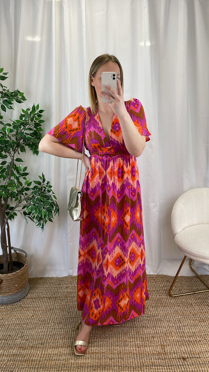 Robe longue SUNNY - Orange & Rose