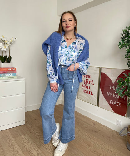 Blouse à fleurs bleu CORINE