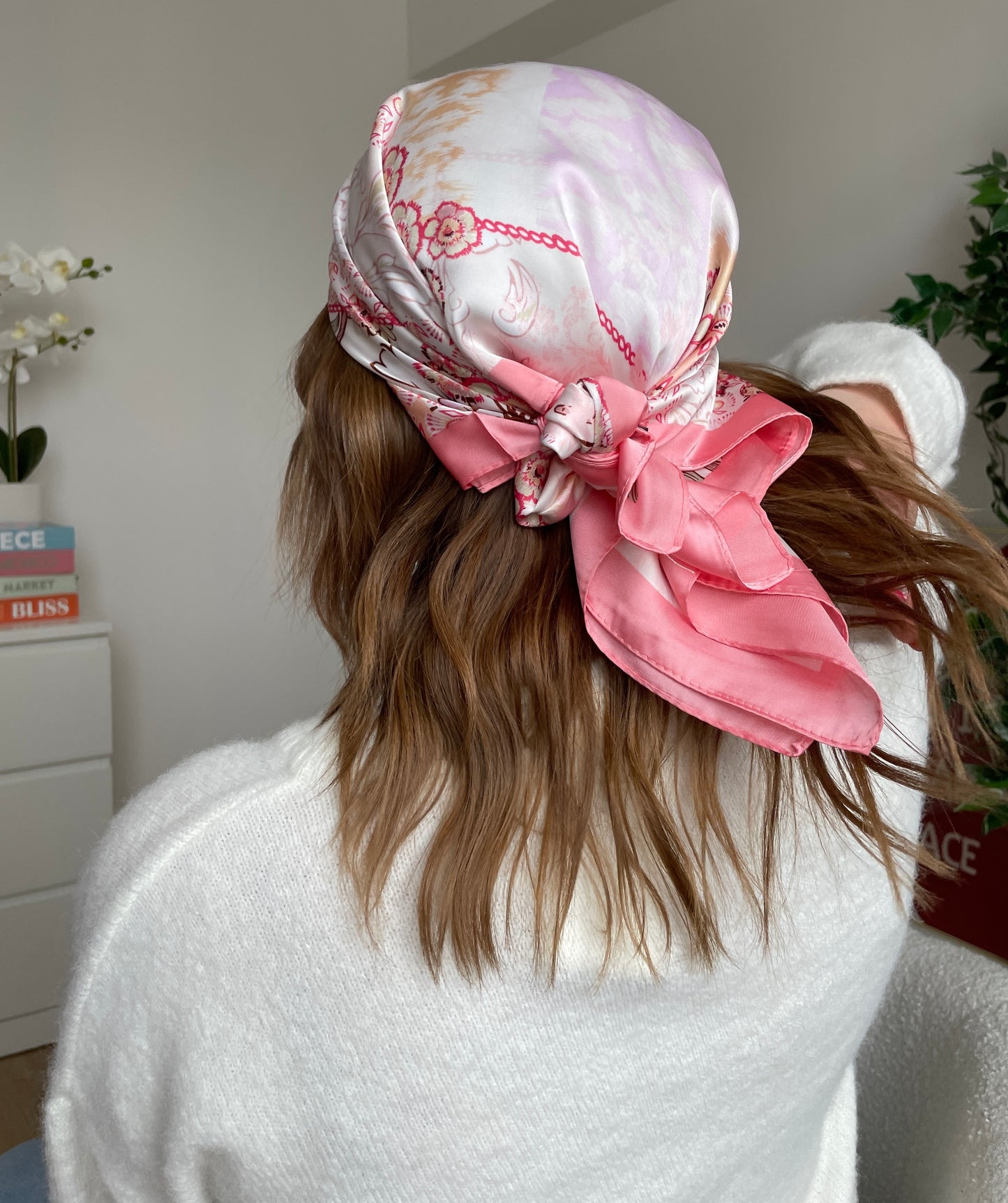 Foulard en satin rose ZIA