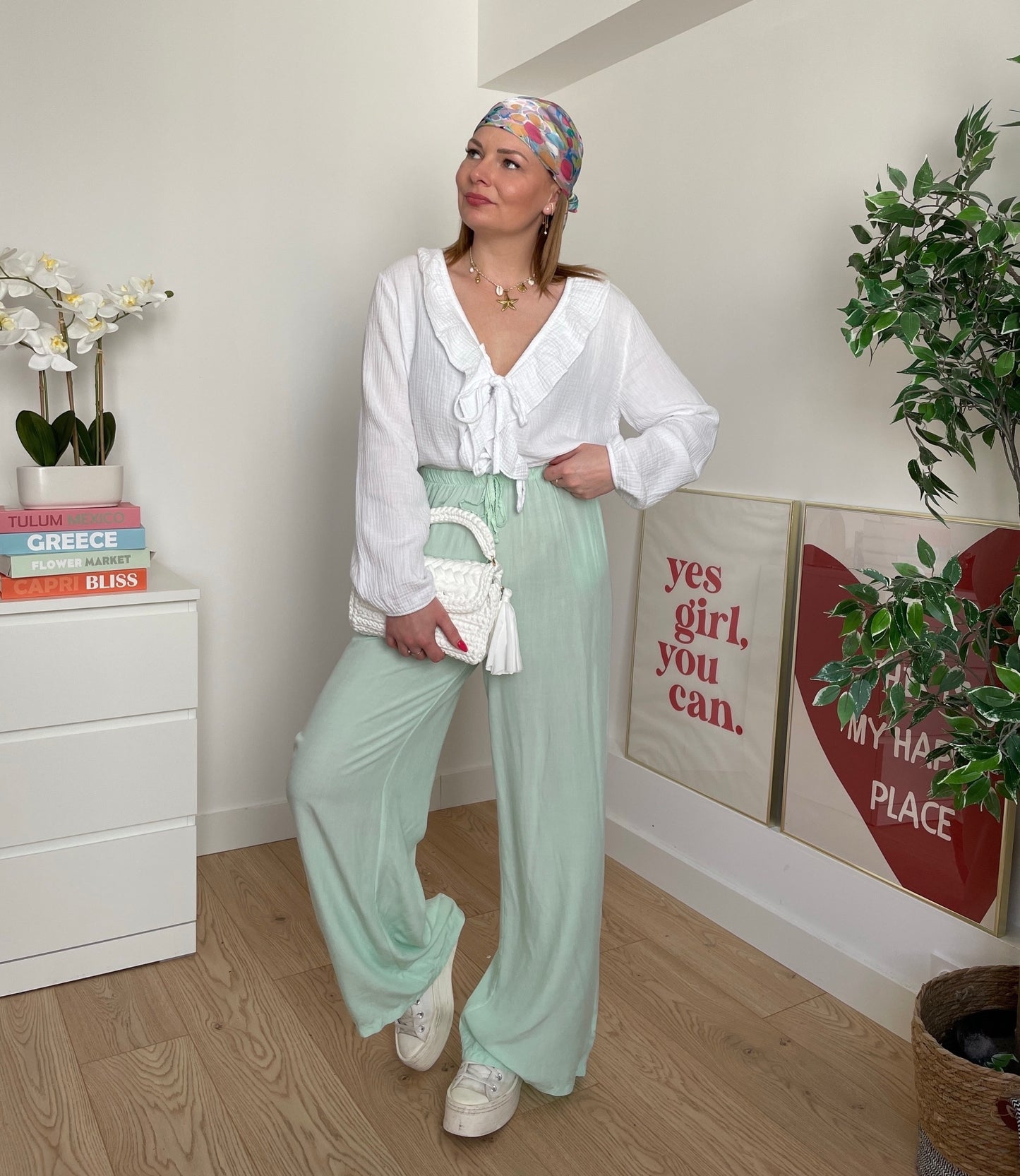 Pantalon fluide menthe CLAIRE