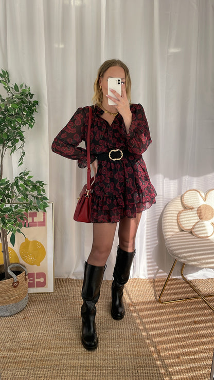 Robe courte bordeaux MARYAME