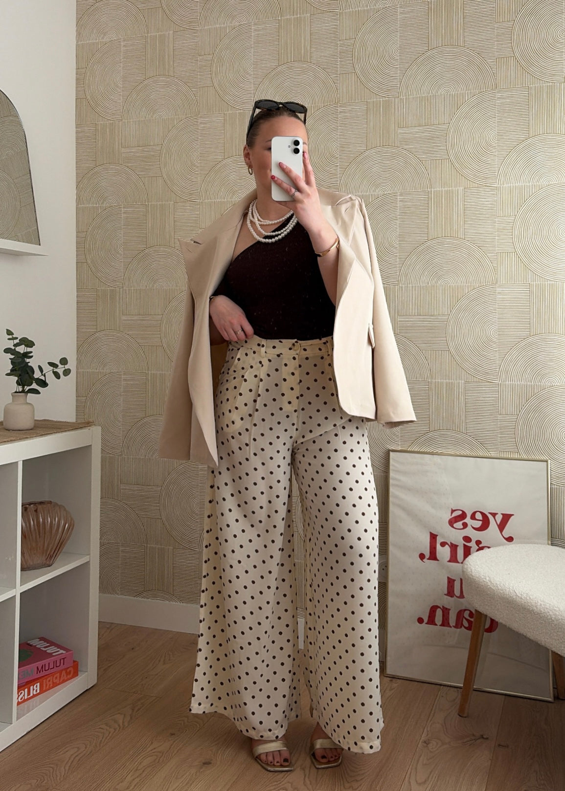 Pantalon beige/choco - POIS