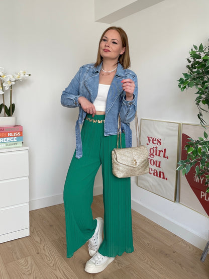 Pantalon plissé vert KATY