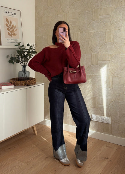 Pull asymétrique bordeaux - ORIA