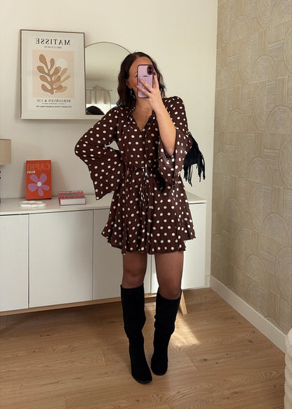 PRÉCOMMANDE / Robe courte choco - POIS