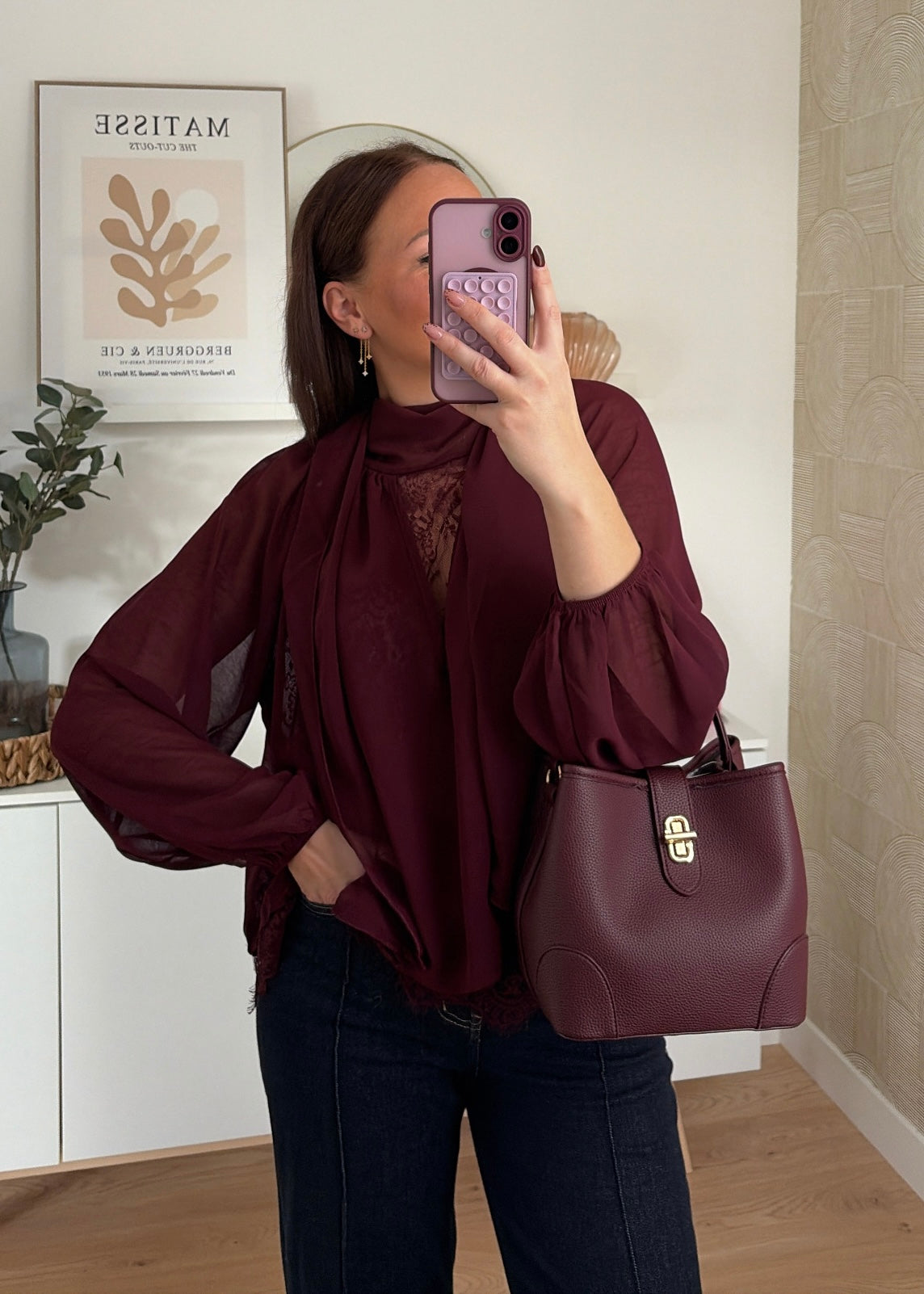 Blouse dentelle - BURGUNDY