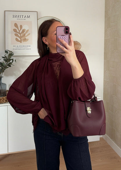 Blouse dentelle - BURGUNDY