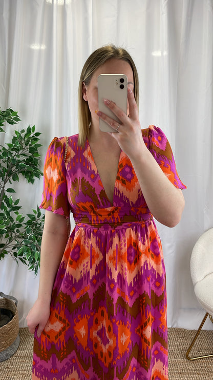 Robe longue SUNNY - Orange & Rose