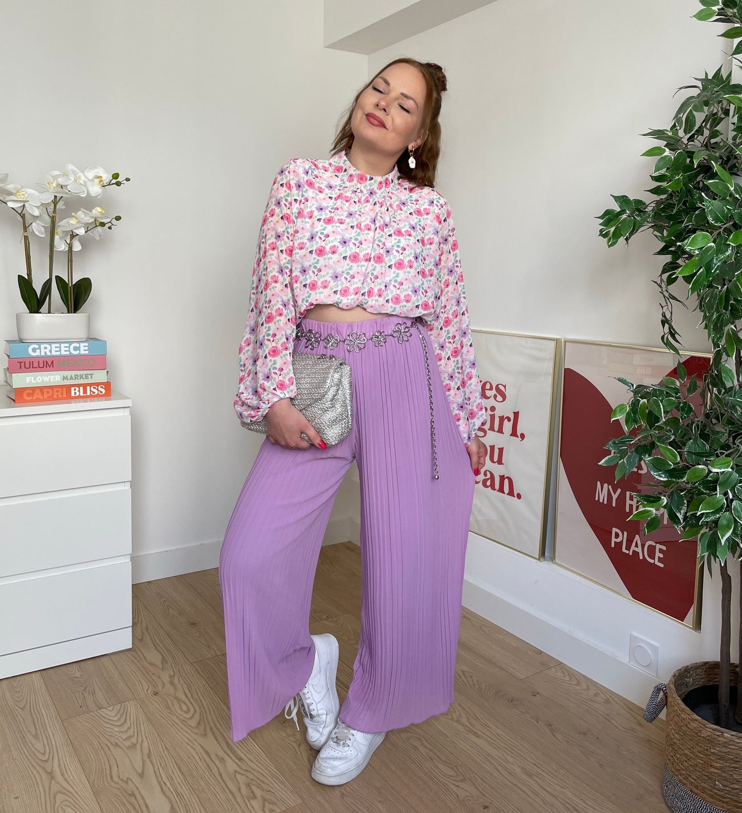 Pantalon plissé mauve LYNE