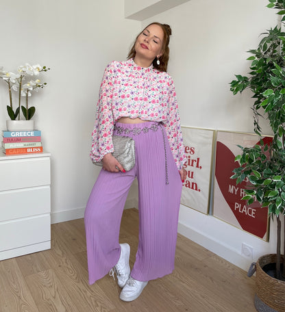 Pantalon plissé mauve LYNE