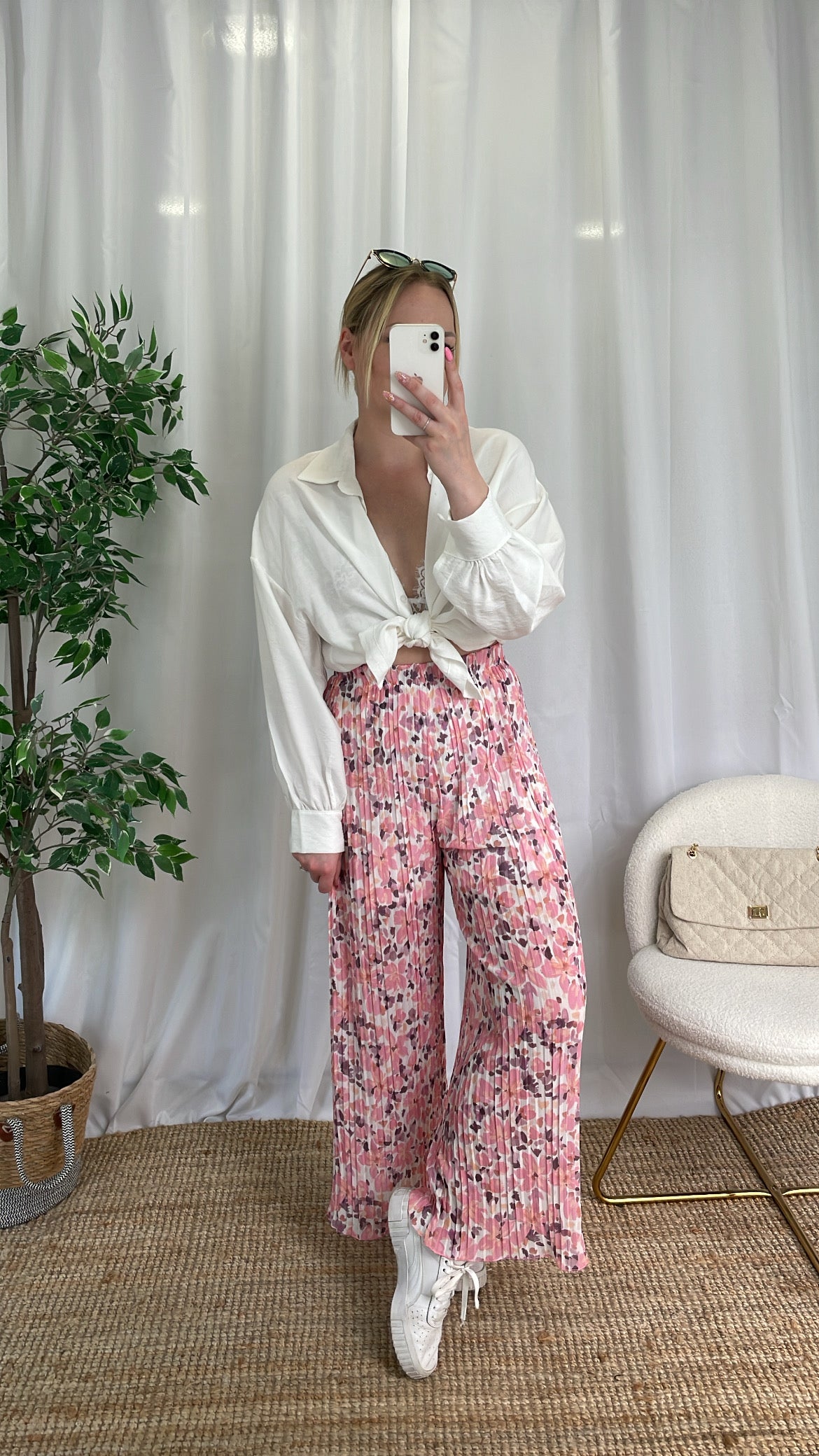 Pantalon plissé HAWA - Rose pâle