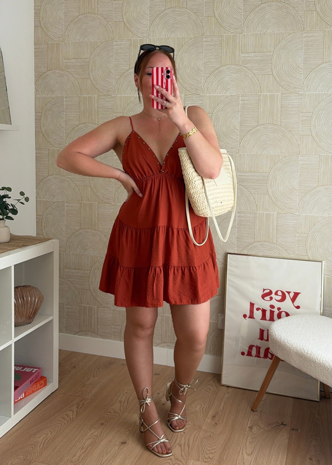 Robe cloutée terracotta - OLIVIA