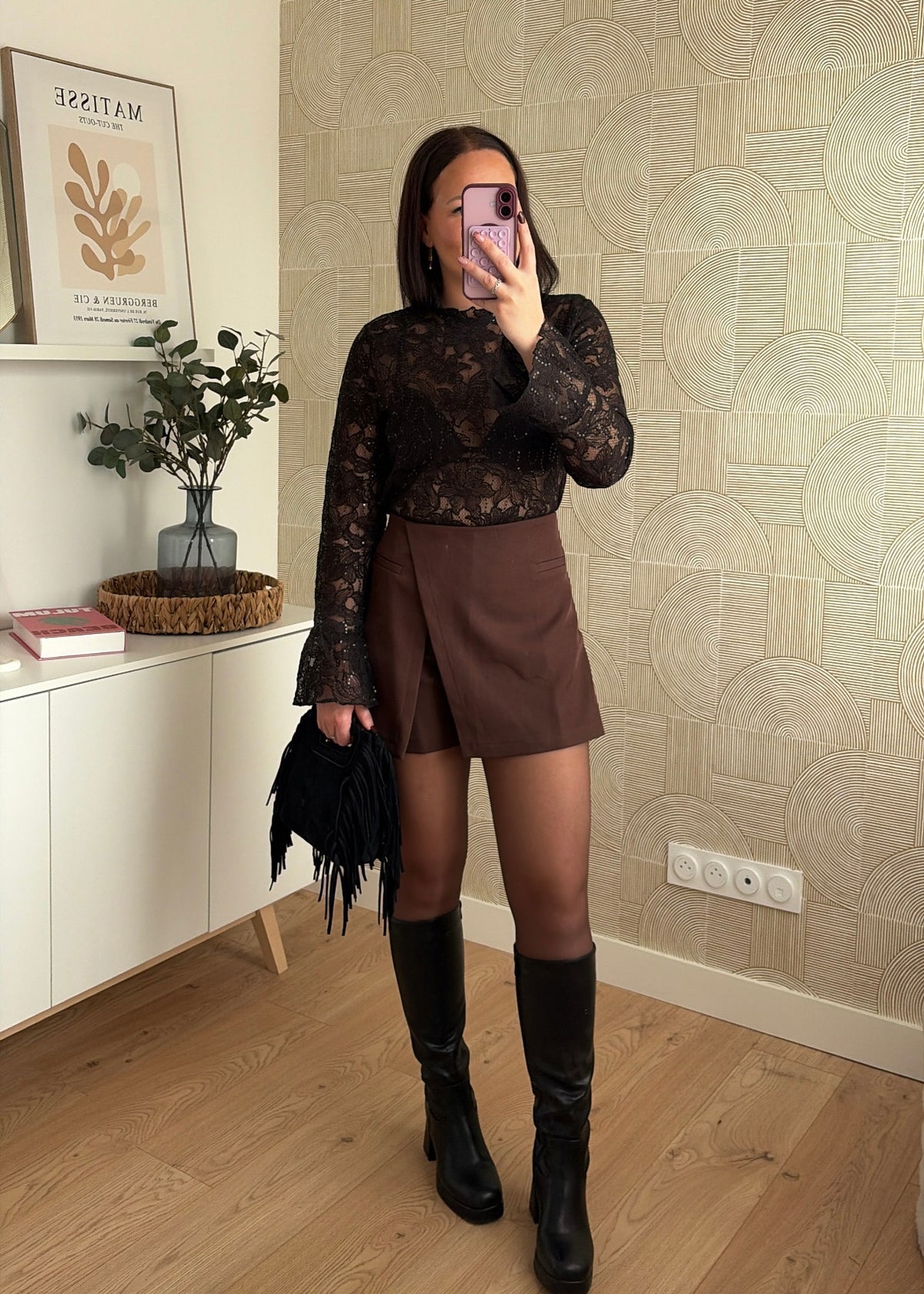 Top dentelle/strass noir - ALBA