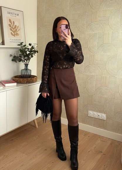 Top dentelle/strass noir - ALBA