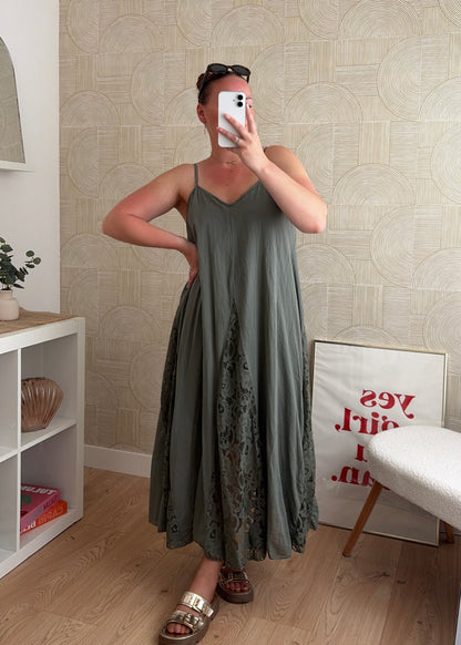 Robe dentelle kaki - CALIPSO