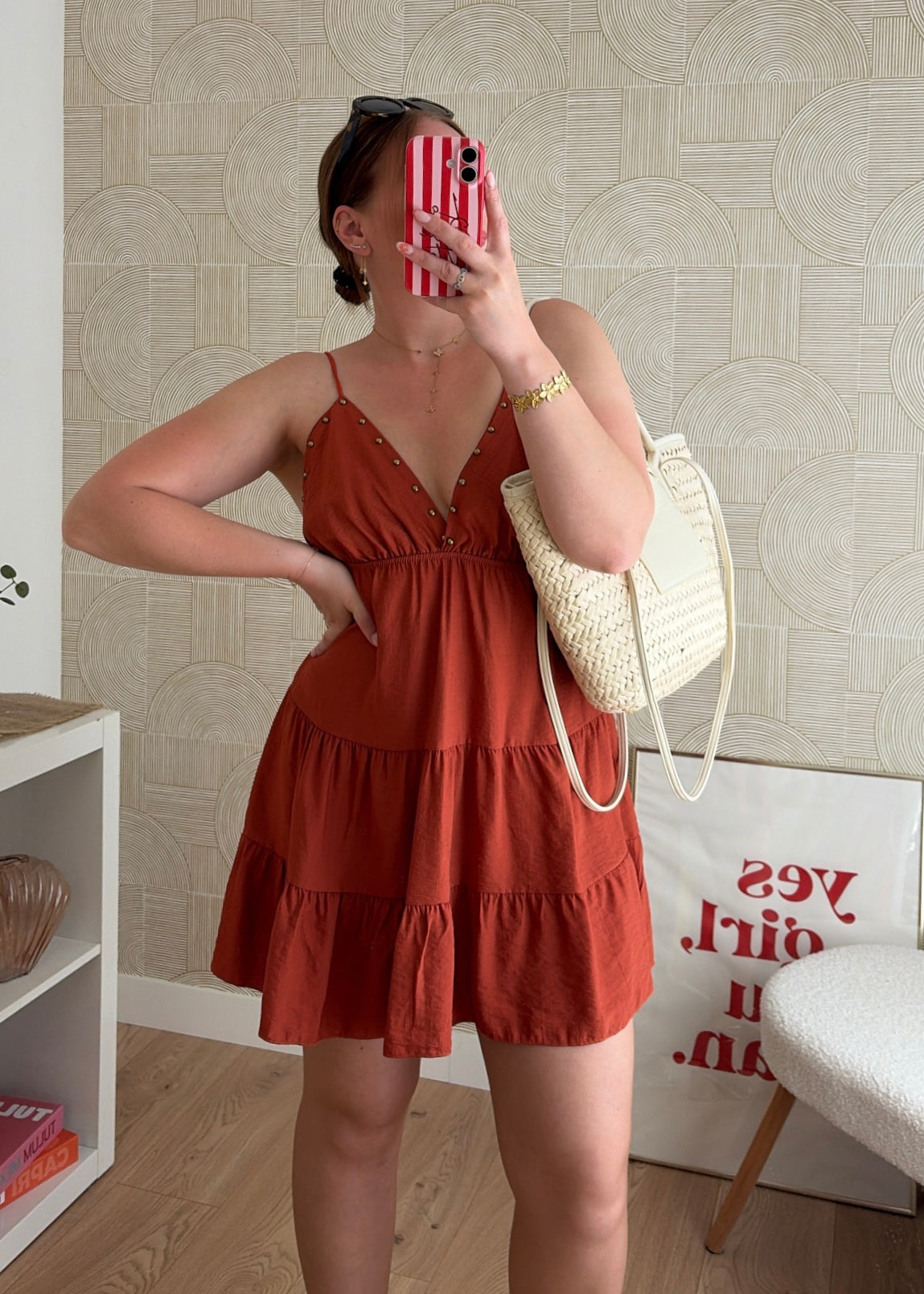 Robe cloutée terracotta - OLIVIA