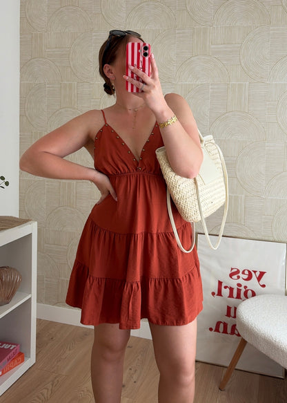 Robe cloutée terracotta - OLIVIA