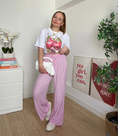 Pantalon fluide rose CLAIRE