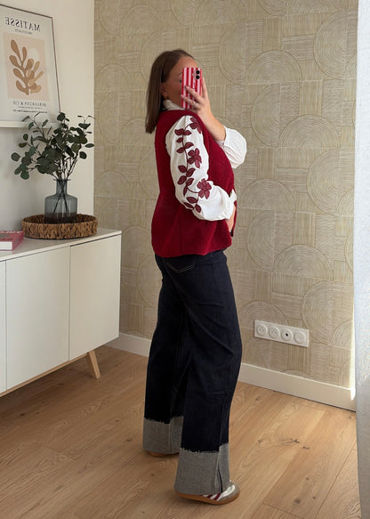 Gilet bouclette bordeaux - SHAUN