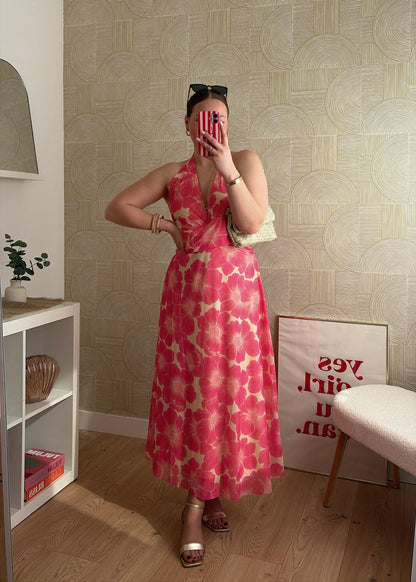 Robe longue corail - FLOWERS