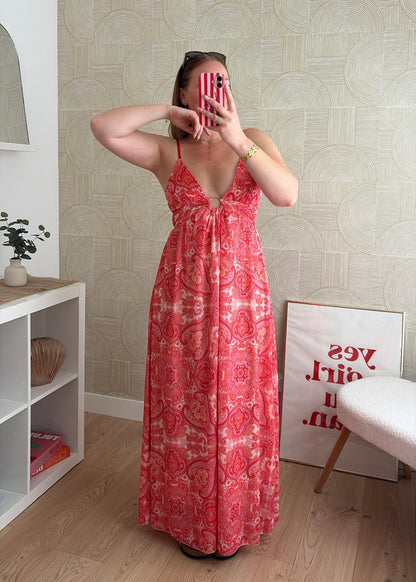 Robe longue corail - SIENNA