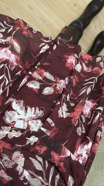 Robe florale bordeaux - LYDIA