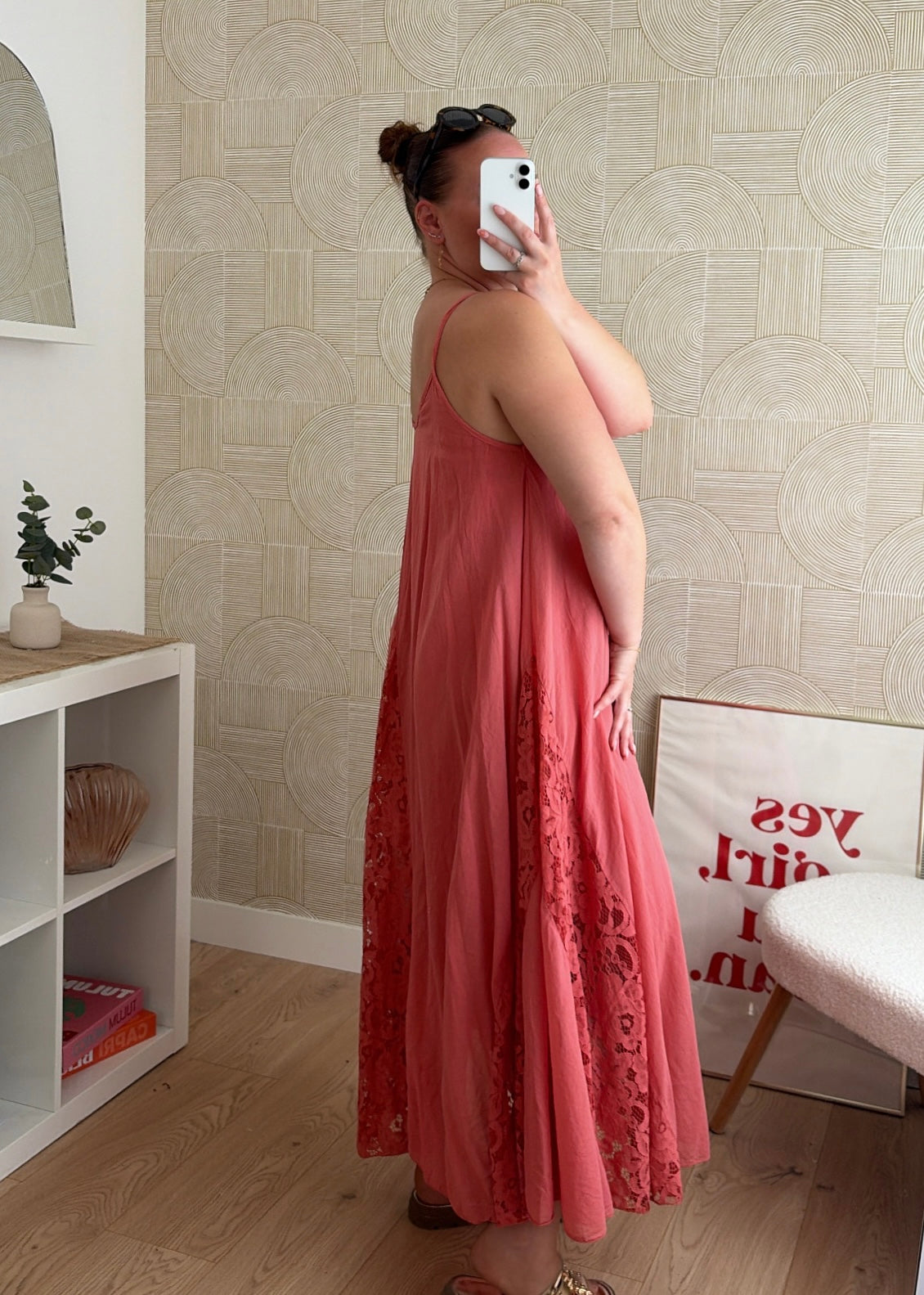Robe dentelle saumon - CALIPSO