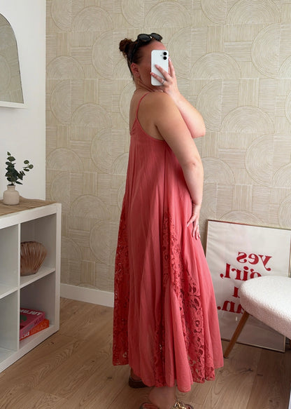 Robe dentelle saumon - CALIPSO