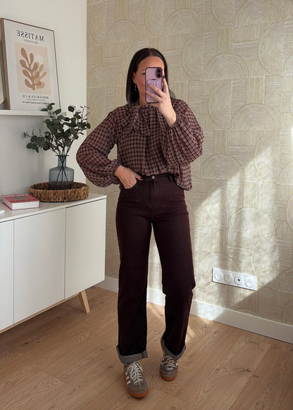 Jean wide leg choco - ARIA