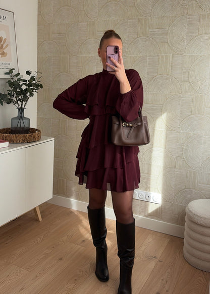Robe volants bordeaux - CHIARA