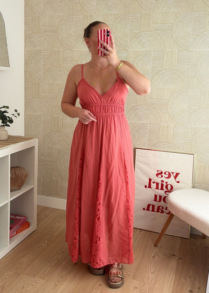 Robe longue saumon - AGATHE