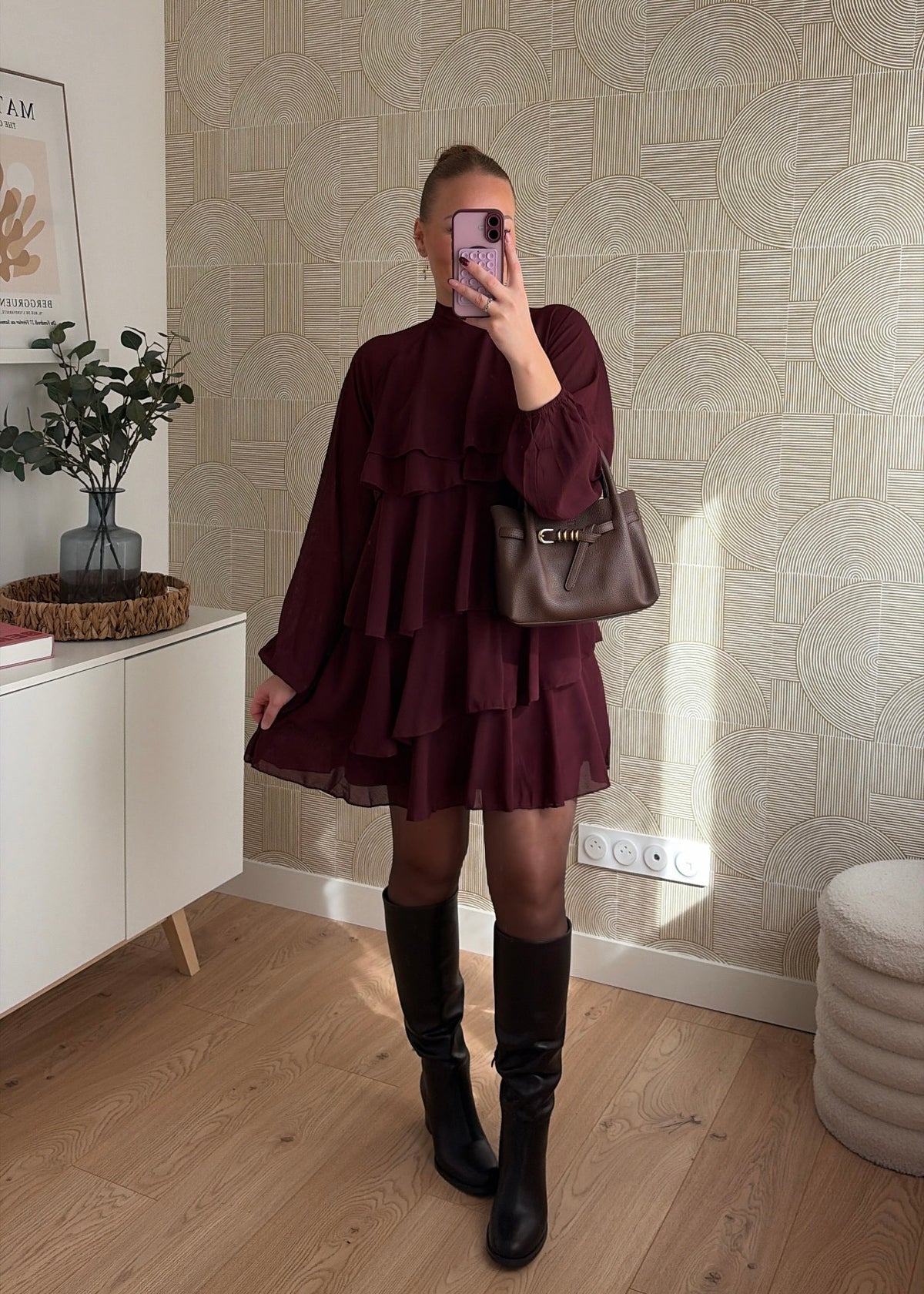 Robe volants bordeaux - CHIARA