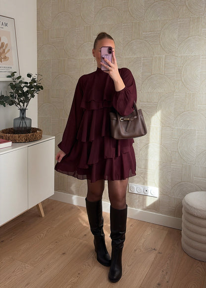 Robe volants bordeaux - CHIARA