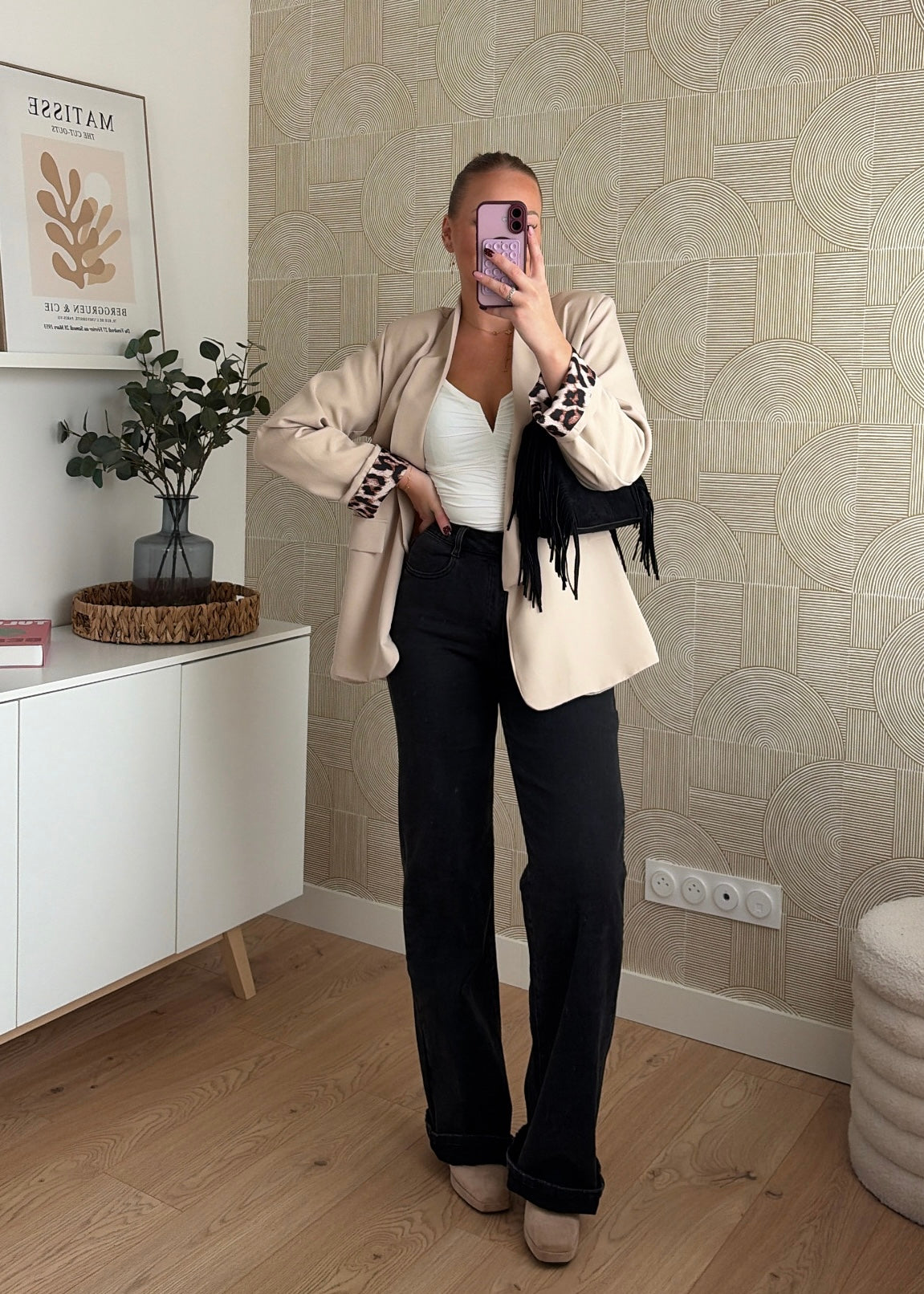 Blazer beige à revers - LEO
