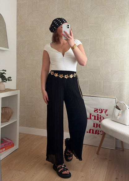 Pantalon plissé noir - LYNE