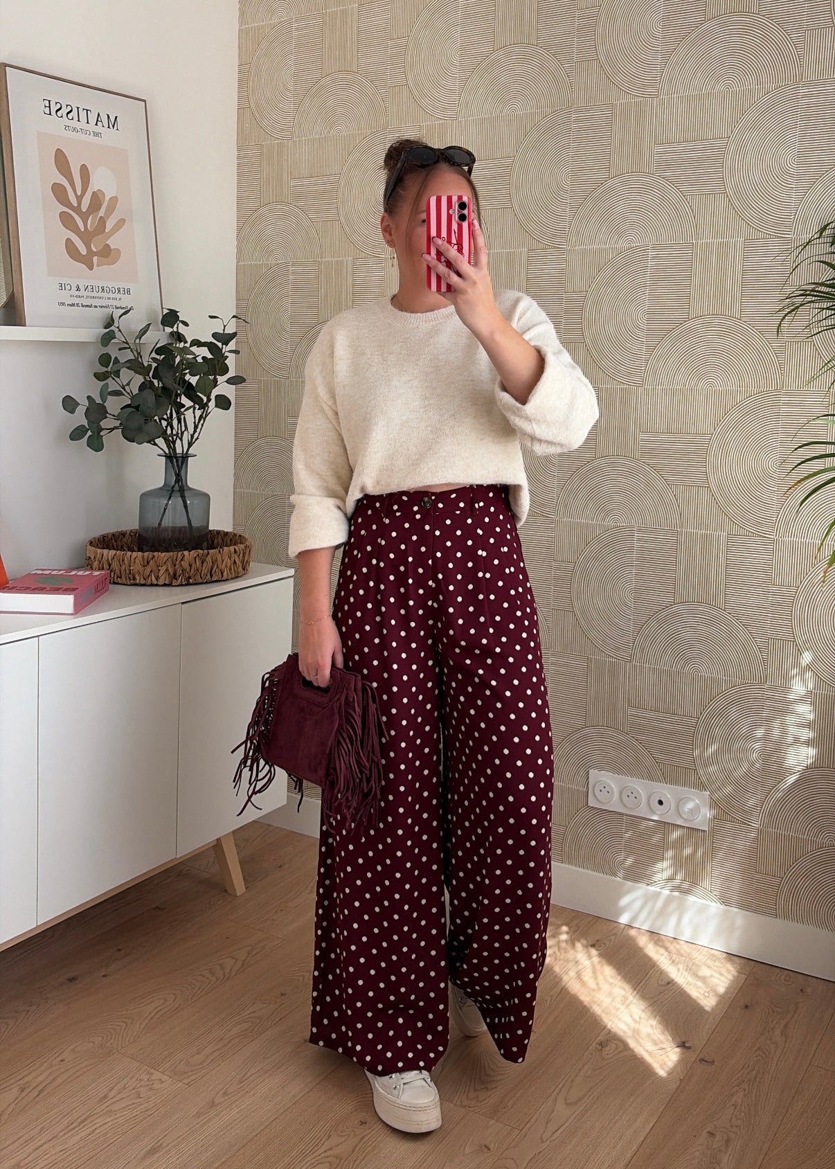 Pantalon bordeaux - POIS