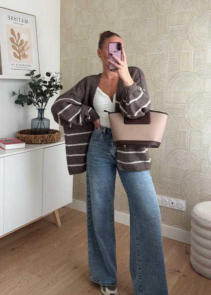 Gilet à rayures taupe - CÉLIA