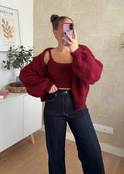 PRÉCOMMANDE / Gilet + débardeur bordeaux - NAOMIE