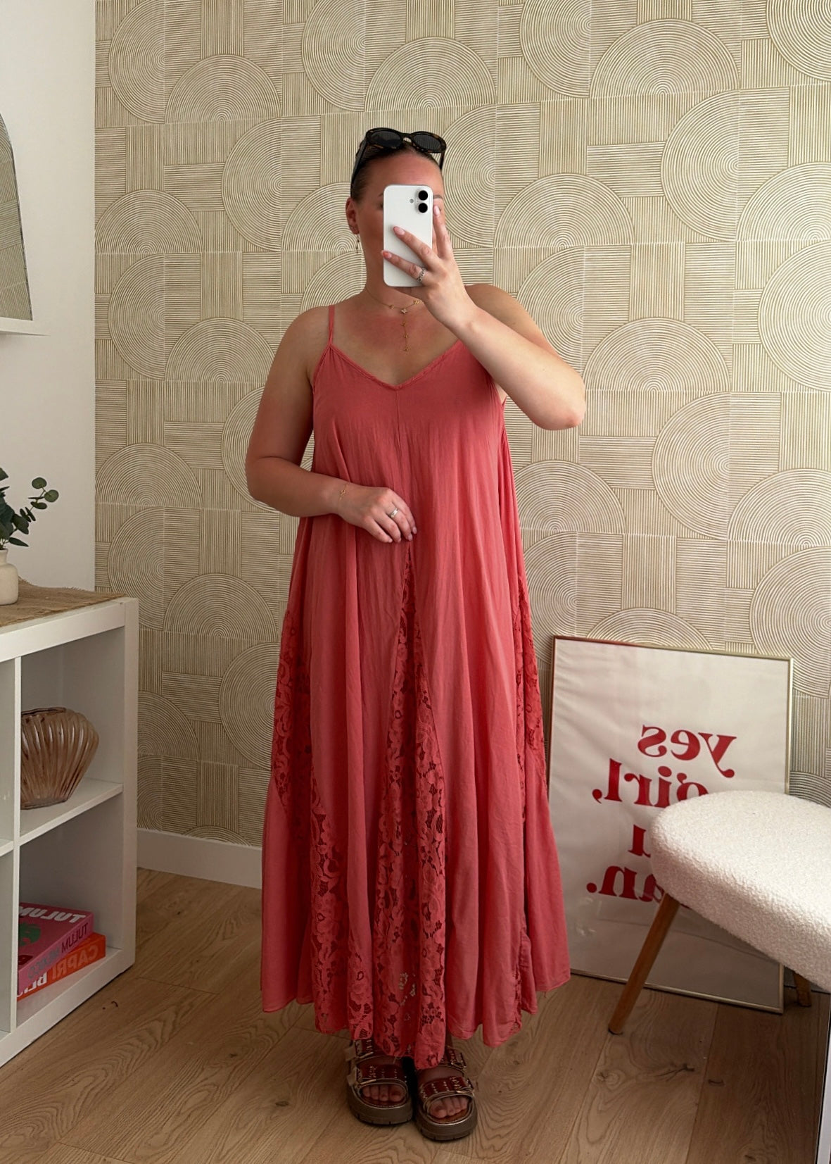 Robe dentelle saumon - CALIPSO