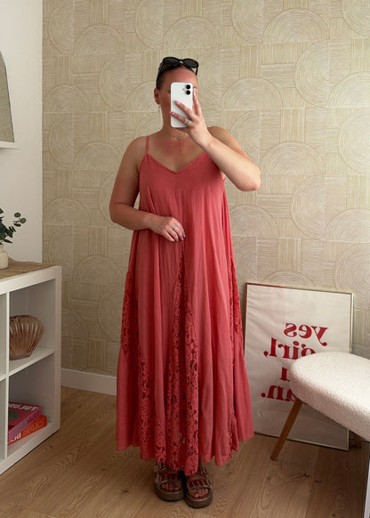 Robe dentelle saumon - CALIPSO