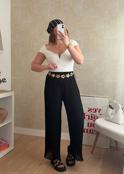 Pantalon plissé noir - LYNE